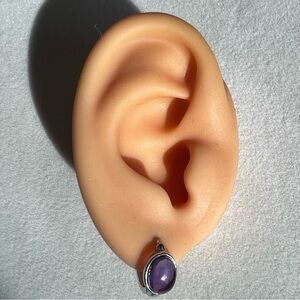 Silver and Purple Stone Earring